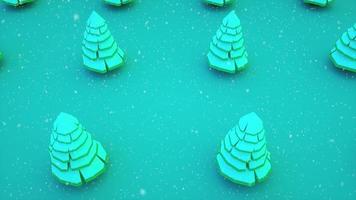 Christmas trees on blue background. Christmas and Happy New Year concept. Christmas trees winter holidays symbol. 3d rendering photo