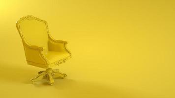 sillón aislado sobre fondo amarillo. representación 3d foto