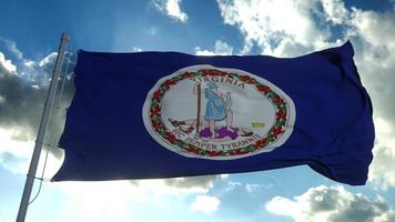 bandera del estado americano de virginia, región de los estados unidos, ondeando al viento. representación 3d foto