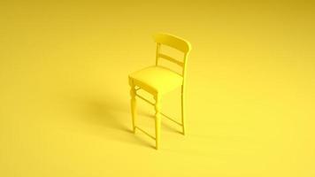 silla de bar o restaurante aislada en fondo amarillo. ilustración 3d foto