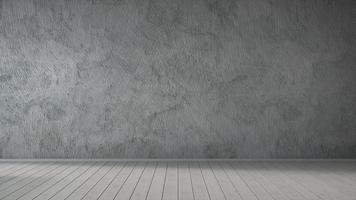 Empty room with concrete wall and wooden floor, grey background. 3d rendering photo