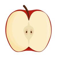 Half of red apple isolated on white background. Flat vector illustration