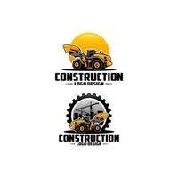 set of loader excavator ready made logo vector