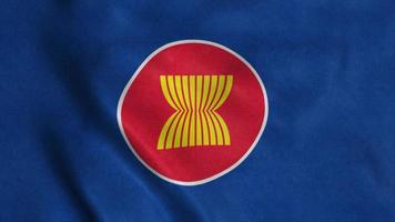 bandera de la asociación de naciones del sudeste asiático ondeando en el viento. fondo de bandera realista. ilustración 3d foto