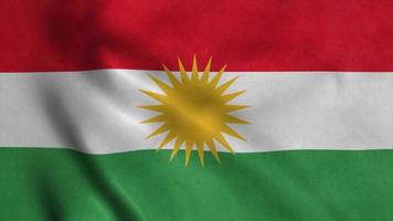 Flag of Kurdistan, waving in wind. Realistic flag background. 3d illustration photo