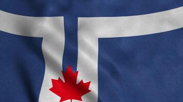 Flag of Toronto waving in wind. Realistic Toronto flag background photo