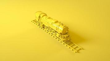 Steam Locomotive Train isolated on yellow background. 3d illustration photo