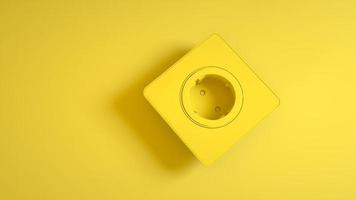 Electric socket isolated on yellow background. 3d rendering photo