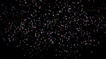 Multicolored confetti exploding on a black background with copy space. 3d rendering photo