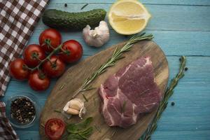 seasoning meat wood background photo