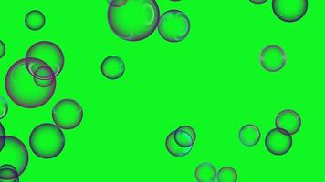 las burbujas vuelan sobre un fondo de pantalla verde. representación 3d foto