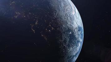 Realistic earth with night lights from space. 3d illustration