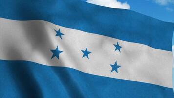 The national flag of Honduras waving in the wind, blue sky background. 3d rendering photo