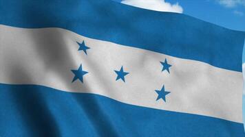 la bandera nacional de honduras ondeando en el viento, fondo de cielo azul. representación 3d foto