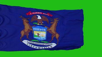 bandera de michigan en pantalla verde. perfecto para su propio fondo con pantalla verde. representación 3d foto