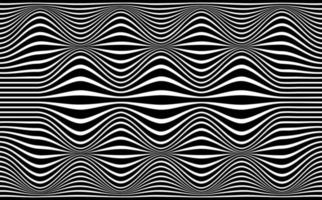 Psychedelic lines. Abstract pattern. Texture with wavy, curves stripes. Optical art background. Wave black and white design, Vector illustration hypnotic template