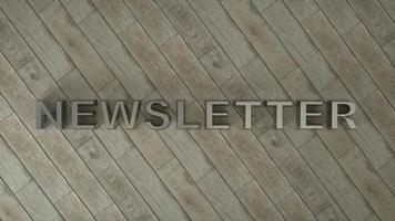 Newsletter - Realistic Metal Sign on Brown Wooden Floor. 3D illustration photo