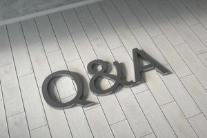 Questions and answers concept on white wooden floor with side vignettes. 3d rendering photo