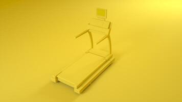 Treadmill Running Machine on yellow background. 3d rendering photo