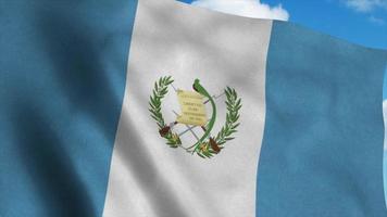 bandera de guatemala ondeando en el viento, fondo de cielo azul. representación 3d foto