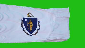 Flag of Massachusetts on Green Screen. Perfect for your own background using green screen. 3d rendering photo