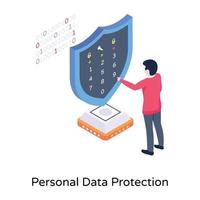 illustration of personal data protection isometric design vector