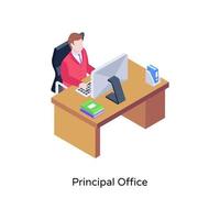 A principal office vector, office head in an office room vector