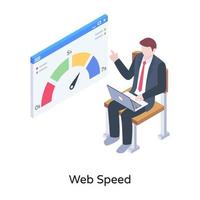 ilustración isométrica de velocidad web, rendimiento de trabajo de web vector