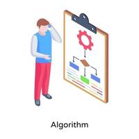 una ilustración isométrica del algoritmo, diagrama de flujo empresarial vector