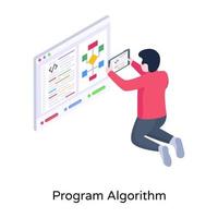 Program algorithm isometric illustration, editable vector