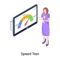 comprobación de rendimiento en línea, ilustración isométrica de la prueba de velocidad vector