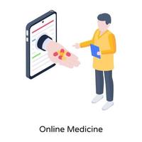 Online medicine isometric illustration vector