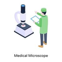 un microscopio de laboratorio en una ilustración isométrica editable vector