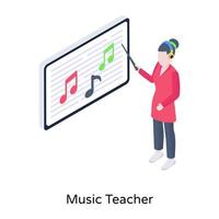 Music teacher isometric illustration with premium downloadable facility vector