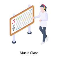 Music class isometric illustration with premium downloadable facility vector