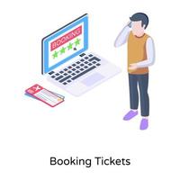 Online accommodation, isometric illustration of hotel booking vector