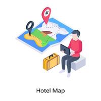 An isometric illustration of hotel location vector