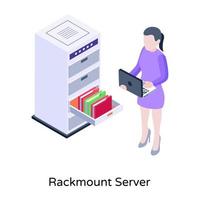 Folder drawer, an isometric icon of rackmount server vector