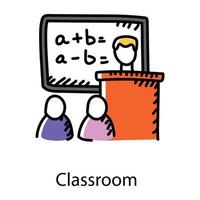 Classroom in hand drawn icon, editable vector