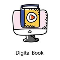 Digital book in hand drawn icons vector