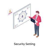 An isometric illustration of security settings vector