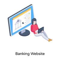 icono de concepto isométrico moderno del sitio web bancario vector