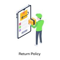 An isometric illustration of return policy vector