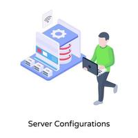 Isometric icon of server configurations is up for premium use vector