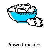 Refreshment item, doodle style icon of prawn crackers vector