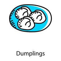 Dumplings doodle style icon, editable vector