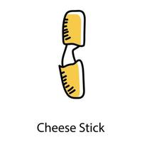 Doodle style editable and trendy icon of cheese stick vector