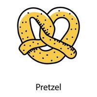 Bakery item, doodle icon of pretzel vector