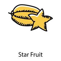 Healthy food, hand drawn icon of star fruit vector