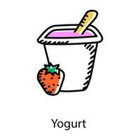 es un producto lácteo, icono de garabato de yogur vector